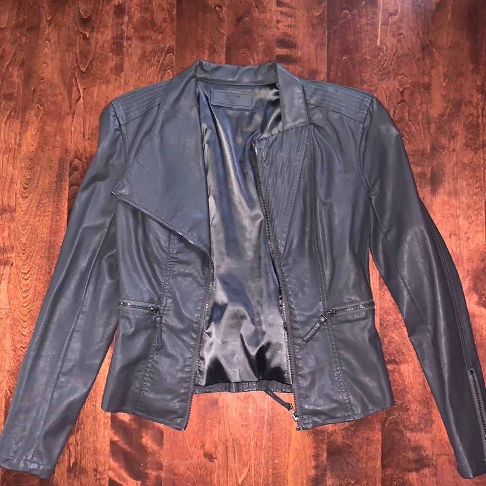BLANKNYC Faux Leather Moto Jacket in Dark Grey in Size XS!